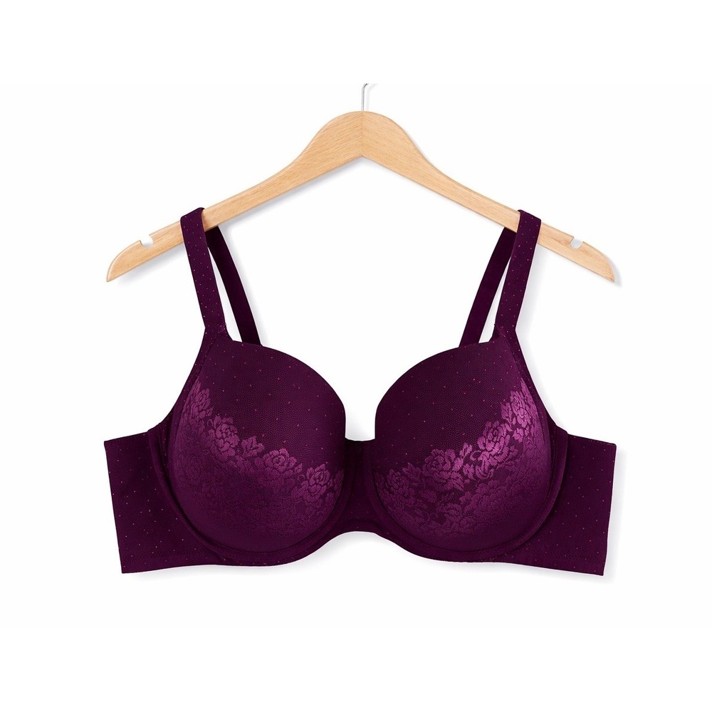 Soma Stunning Support Full Coverage Bra Underwire Lace‎ Cup Burgundy Wine 44D